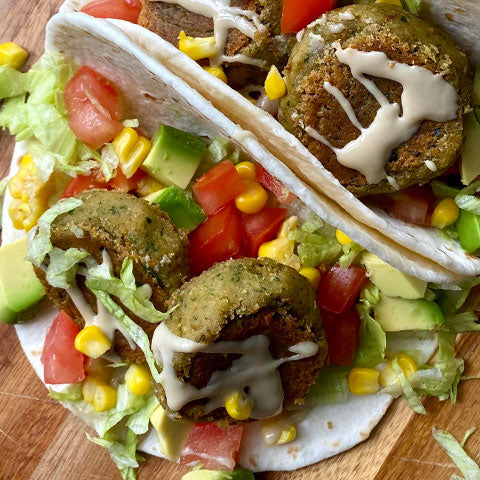 Falafel Tacos with Chickpea Sprouts