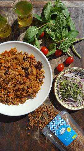 mediterranean rice with salad seeds