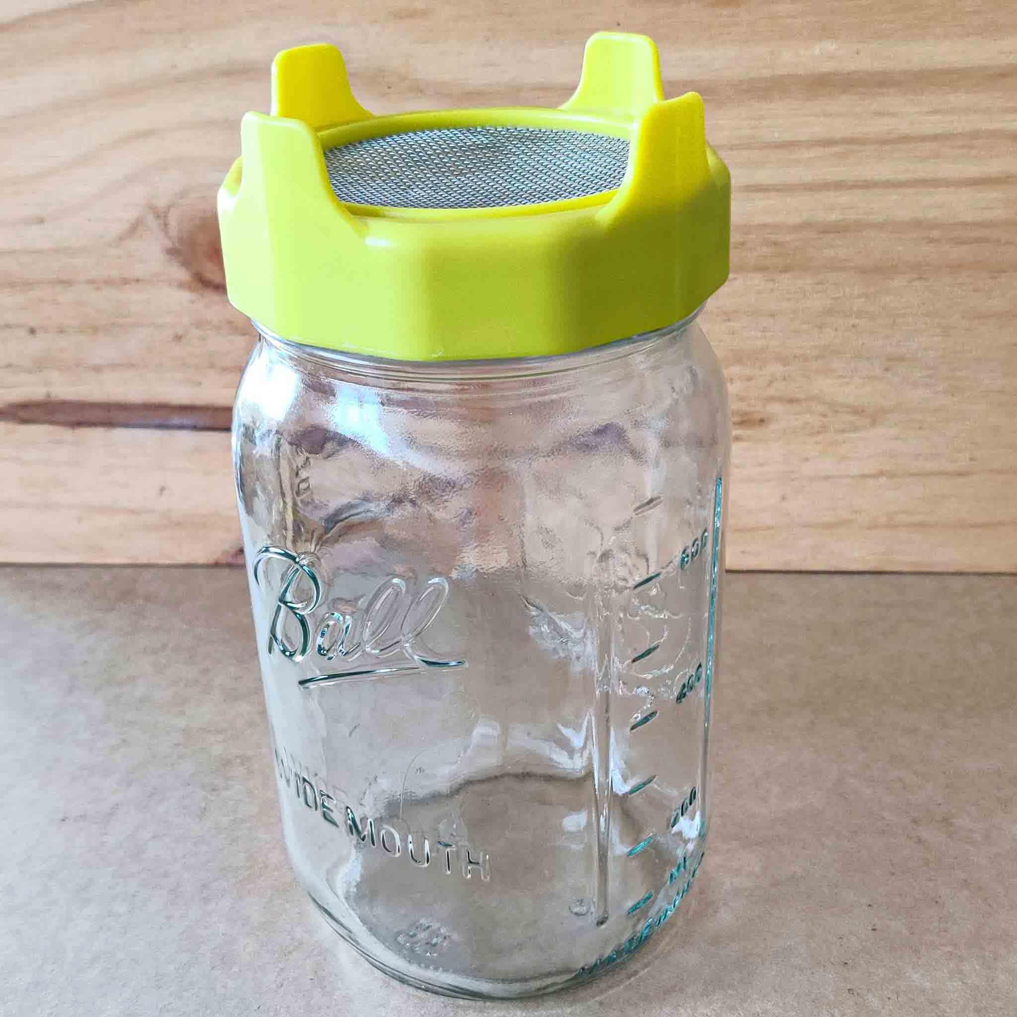 Plastic Strainer Lid and Glass Jar Set