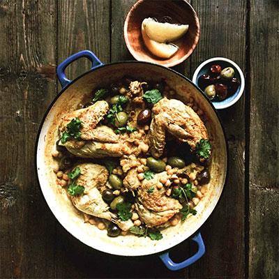 Moroccan lemon chicken with chickpeas and olives 