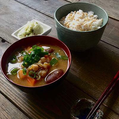 Miso soup with home grown sprouts - Sydney Sprouts