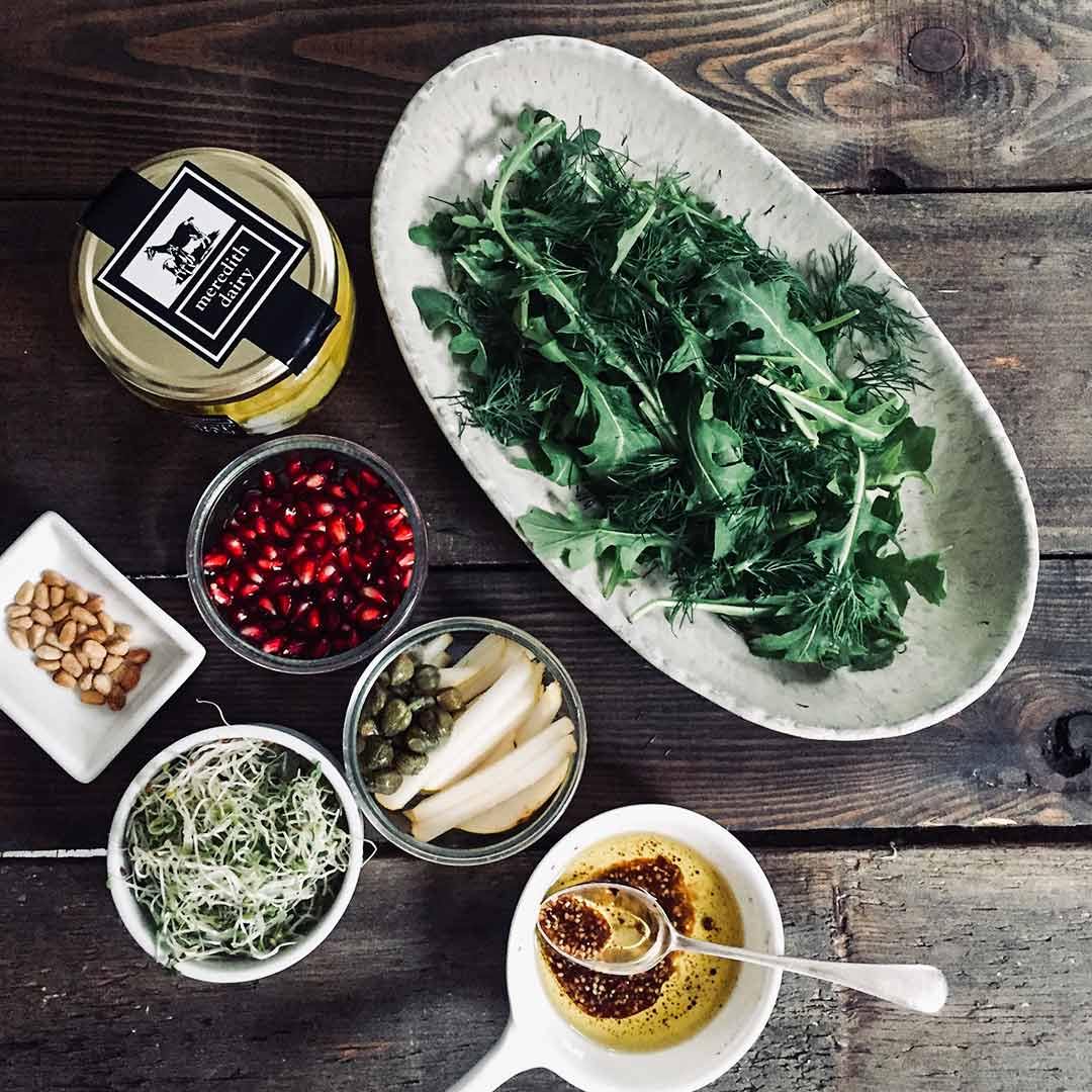 Alfalfa and black pearl mung beans with rocket and pear salad - Sydney Sprouts