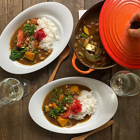 Vegetarian Japanese curry with homegrown chickpeas