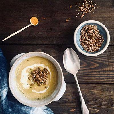 Mung bean and chickpeas sprouts with pumpkin soup - Sydney Sprouts
